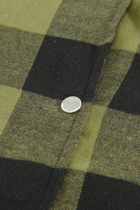 Turn-Down Collar Plaid Shirt Coat